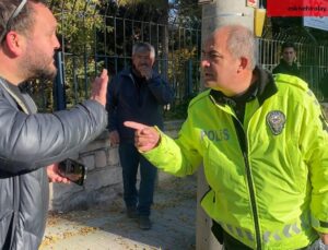 Kazadan görüntü alan İHA muhabirine trafik polisinden sözlü ve fiziki müdahale